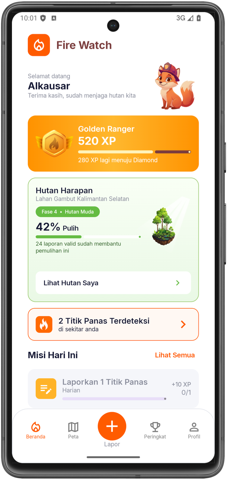 Tampilan aplikasi Firewatch